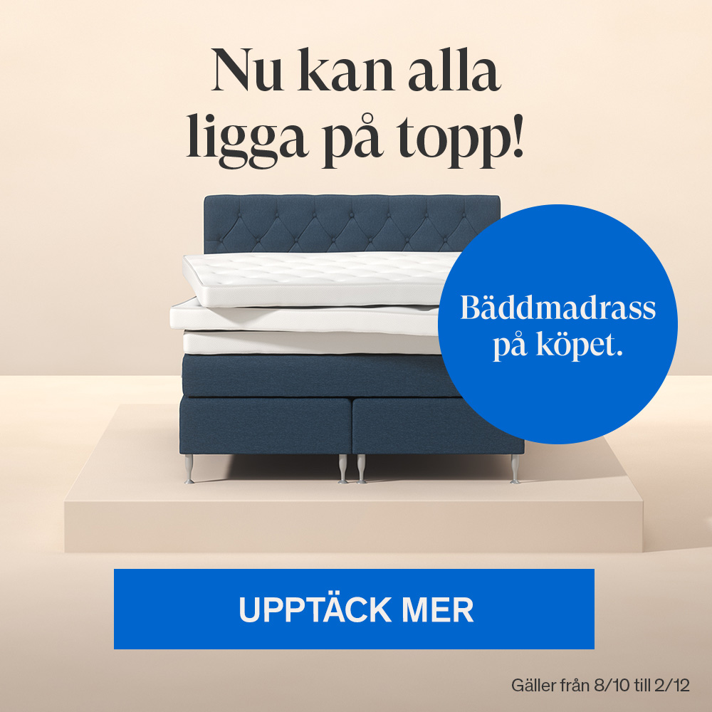 NU kan alla ligga på topp! Bäddmadrass på köpet.